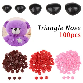100vnt Amatų plastikiniai žaislai Meškos sagos Lėlės Priedai Saugos dalys Trikampis Nosis Lėlių nosys