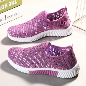 2023 Naujas vasaros korėjiečių tinklelis Patogūs moteriški batai Kvėpuojantys tuščiaviduriai sportiniai vaikščiojimo sportbačiai Atsitiktiniai plokščios ponios Kieti batai