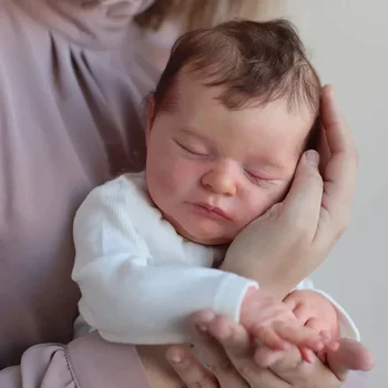 48cm Naujagimio atgimusi lėlė Miegantis kūdikis Laura Lifelike Švelnus prisilietimas su rankomis įsišaknijusia plaukų lėlė