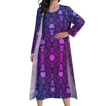 Abstract Skull Print Dress Retro Halloween Modern Maxi Dress Korean Fashion Bohemia Long Dresses Summer Two Piece Vestido