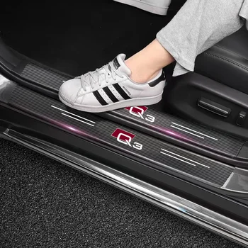 Automobilio durų slenksčio slenksčio lipdukai Anglies pluošto lipdukai Audi Q3 logotipo auto priedams
