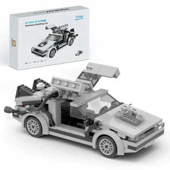 BuildMoc Atgal į ateitį Super automobilių statybiniai blokai Aukštųjų technologijų laiko mašina Garsių transporto priemonių serija Kaladėlių žaislas vaikams Dovanos