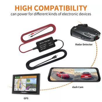 Car Dash Cam Hardwire USB įkroviklio linijos automatinio prietaisų skydelio adapterio kabelis