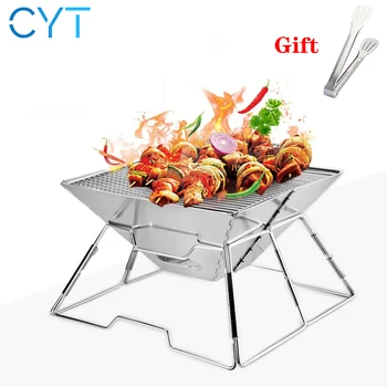 CYT Camping Wood Stove Brazier Camping Fire Wood Heater Portable Folding Hike Barbecue BBQ Charcoal Grill Stand Nešiojamas