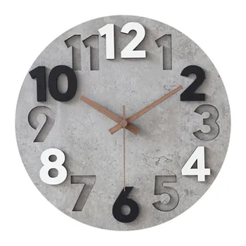 Didelis 3d sieninis laikrodis Modernaus dizaino medinis laikrodis Mechanizmas Menas Tylus prabangus laikrodis Siena Pilka Namų dekoras Svetainės sieninis laikrodis