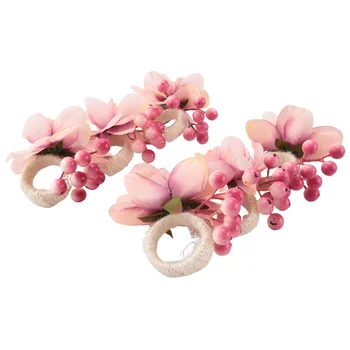 Gėlių servetėlių žiedai 6Vnt, Servetėlių žiedų laikiklis, Pavasarinių gėlių servizte sagčių laikiklis Stalo dekoracijos, A