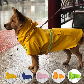 Išlikite sausi ir stilingi su mūsų dideliu šunų lietpalčiu - su šviesą atspindinčia juostele, vėjui atspariu dizainu ir puikia naminių gyvūnėlių apsauga
