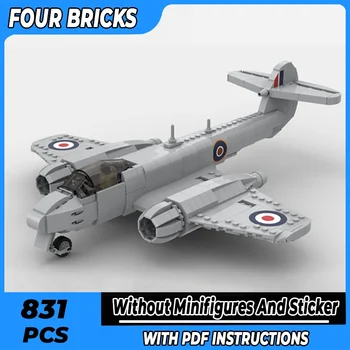 Moc statybinių plytų karinis modelis 1:35 Meteoras F Mk.4 Bombonešio technologija Moduliniai blokai Dovanos Kalėdiniai žaislai 