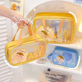Portable Travel Wash Bag Cartoon Transparent Waterproof Makeup Storage Pouch Large Capacity Cosmetic Organizer Beauty Women Case