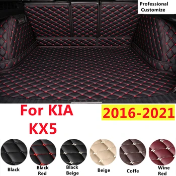 SJ Full Set Custom Fit For KIA KX5 2016-17-2021 XPE Leather Waterproof Car Trunk Mat Tail Boot Tray Liner Cargo Rear Pad Cover
